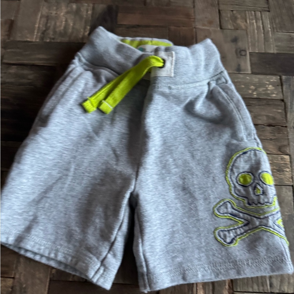 Mini Boden Gray Shorts with Neon Skull